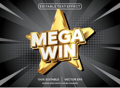golden mega win 3D editable text effect