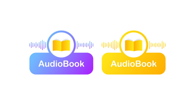 Audiobook. Flat, color, audiobook icon, listen to audiobooks online. Vector icons.