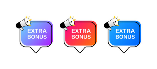 Extra bonus. Flat, color, available bonus, promotion. Vector illustration.
