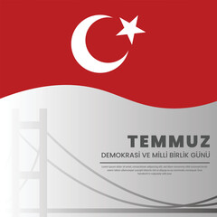 Obraz premium 15 temmuz post design vectore file with flag