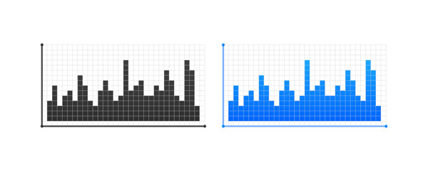 Data summary. Flat, color, bar chart, line chart. Vector illustration.
