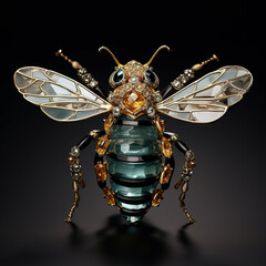 A bee made of beautiful gemstones. Insect. Illustration, Generative AI.