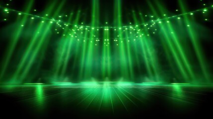 Blurred Green Stage Light Background: Vibrant and Dynamic