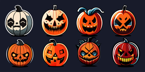 Halloween pumpkin icons set.