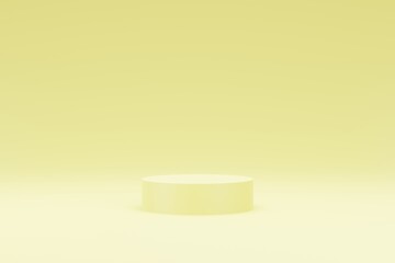 3d platform yellow color for product background stage or podium pedestal with glow spotlight and blank display platform. 3d illustration rendering