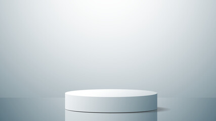 3d realistic pedestal. Product presentation, mock up. Cylinder podium on gray background. Show room for product
