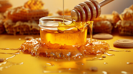 The liquid gold of honey, with its mesmerizing amber hue and enticing drips. Generative AI