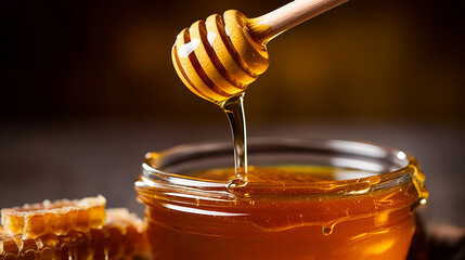 The liquid gold of honey, with its mesmerizing amber hue and enticing drips. Generative AI