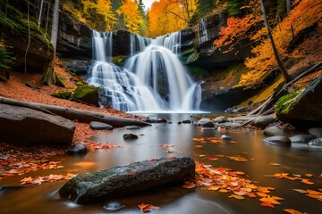 Fototapeta na wymiar waterfall in autumn generated ai