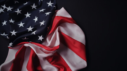 Fototapeta premium Closeup of ruffled American flag. Generative Ai.