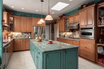 Modern and simple kitchen interior, suitable for catalog cover photos in magazines or advertisements. Generative AI