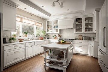 Fototapeta premium Modern and simple kitchen interior, suitable for catalog cover photos in magazines or advertisements. Generative AI