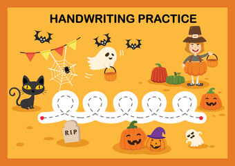 Handwriting practice sheet illustration vector
