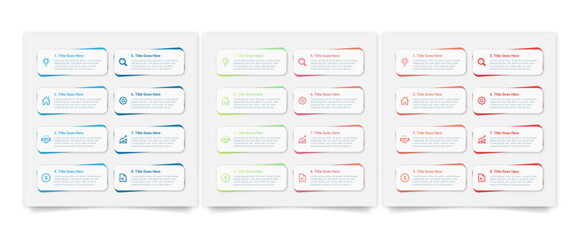 Set of Business Infographic Design Template with 8 Bar of Options