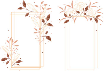 decorative frames with branches and leafs isolated icon vector illustration design