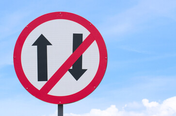 No bi directional traffic road sign