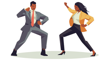 Fototapeta na wymiar Vector illustration of business man and woman standing, posing, business people.
