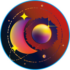 sun and moon,Stars and Exploration fantasy wizards and witches magic circle of destiny,fantasy world