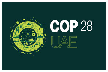 COP 28  United Arab Emirates - 7-18 November 2023 vector illustration - UN International climate summit