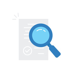 risk research icon for audit control. simple cartoon trend modern assess logotype graphic art design element isolated on white. concept of fraud quest by auditor and contract review by consultant