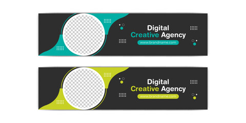 Personal LinkedIn Cover Banner  and Business Page Header Design Web Template