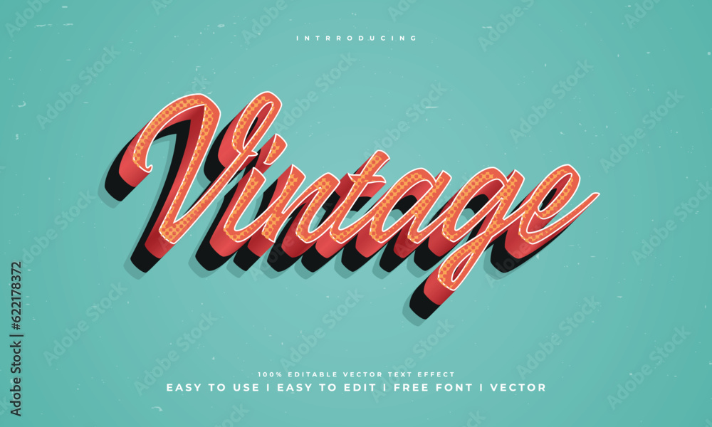 Fototapete vintage retro editable text effect alphabet font typography typeface