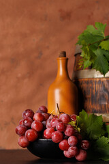 Wine bottle and grapes