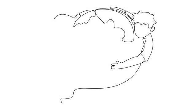 Self drawing animation of one single line draw world ozone day concept. Full length animation illustration. High quality 4k footage.