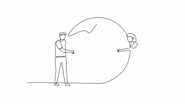 Self drawing animation of one single line draw world ozone day concept. Full length animation illustration. High quality 4k footage.