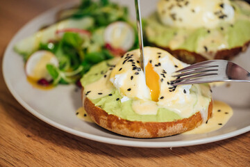 Eating healthy breakfast. Clean eating, dieting, detox, food concept