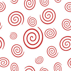brown red and white pattern with spiral hand drawing on white background repeat seamless pattern
