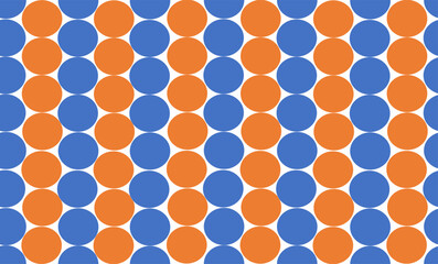seamless pattern with colorful blue and orange repeat  strip of circles on white background, replete image design for fabric printing