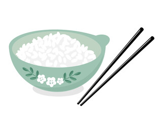 Rice bowl with chopsticks icon sign isolated on white background vector illustration