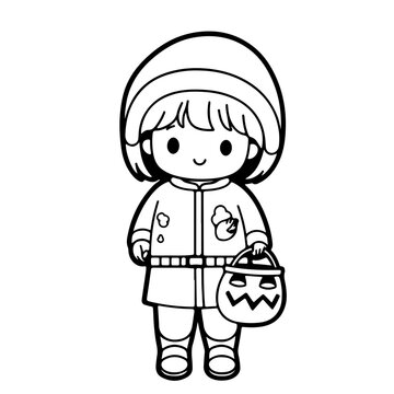 Gilr And Boy, friend, girl with amimal, outline vector illustration