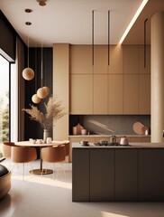 Modern and contemporary kitchen design with LED and sleek design - obrazy, fototapety, plakaty