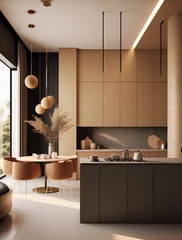Gordijnen Modern and contemporary kitchen design with LED and sleek design © Hoda Bogdan