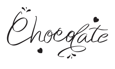 Chocolate love heart font text calligraphy hand written symbol decoration ornament international chocolate food sweet vector illustration dessert candy cocoa tasty art delicious brown black color 