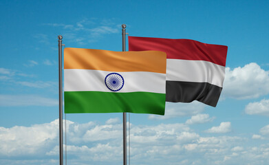 Yemen and India flag