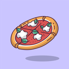 pizza with mozzarella vector illustration in cartoon style