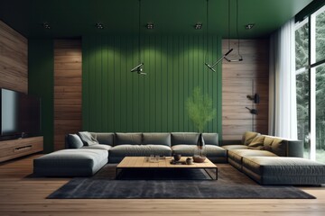 Sleek Living Room Sanctuary with Designer Furniture, High Ceilings, and Elegant Decorative Accents..