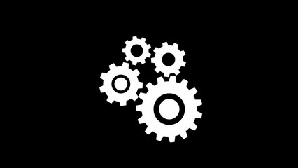 Rotating Gears, Cogwheel Loop Animation. Matte Channel Video.