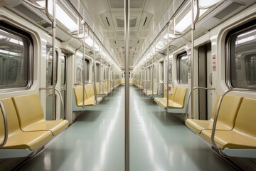Obraz premium Subway Car Empty Interior, Generative AI