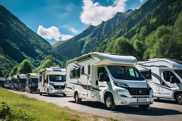 Summer Tourism With RV In The Mountain, Generative AI