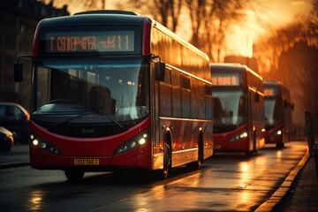 Three Modern Buses In The Parking, Generative AI