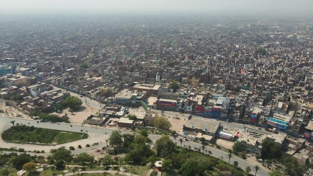 Aerial view of Multan city in Punjab, Pakistan. Multan is Pakistan's seventh-largest city as per the census