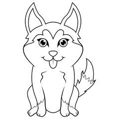 Obraz premium Shiba Inu cartoon sitting line art