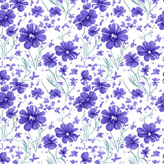 Fototapeta na wymiar Little and beautiful purple color flowers with repeating patterns