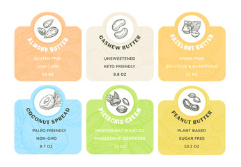 Fototapeta premium Sticker design set for nut butter package