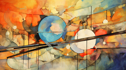 A Colourful Watercolor and ink Abstract Painting background