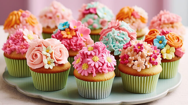 The beauty of cupcakes, with their perfectly piped swirls of frosting and sprinkles. Generative AI